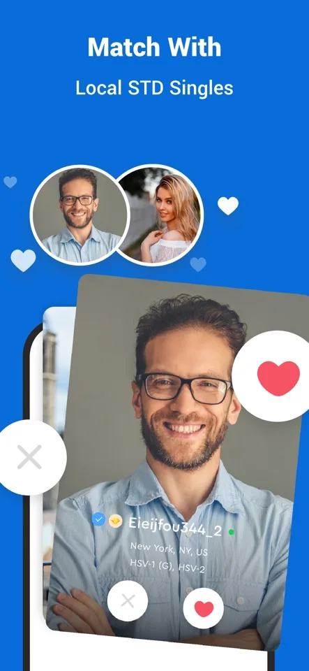 Official PositiveSingles app screenshot showing profile discovery